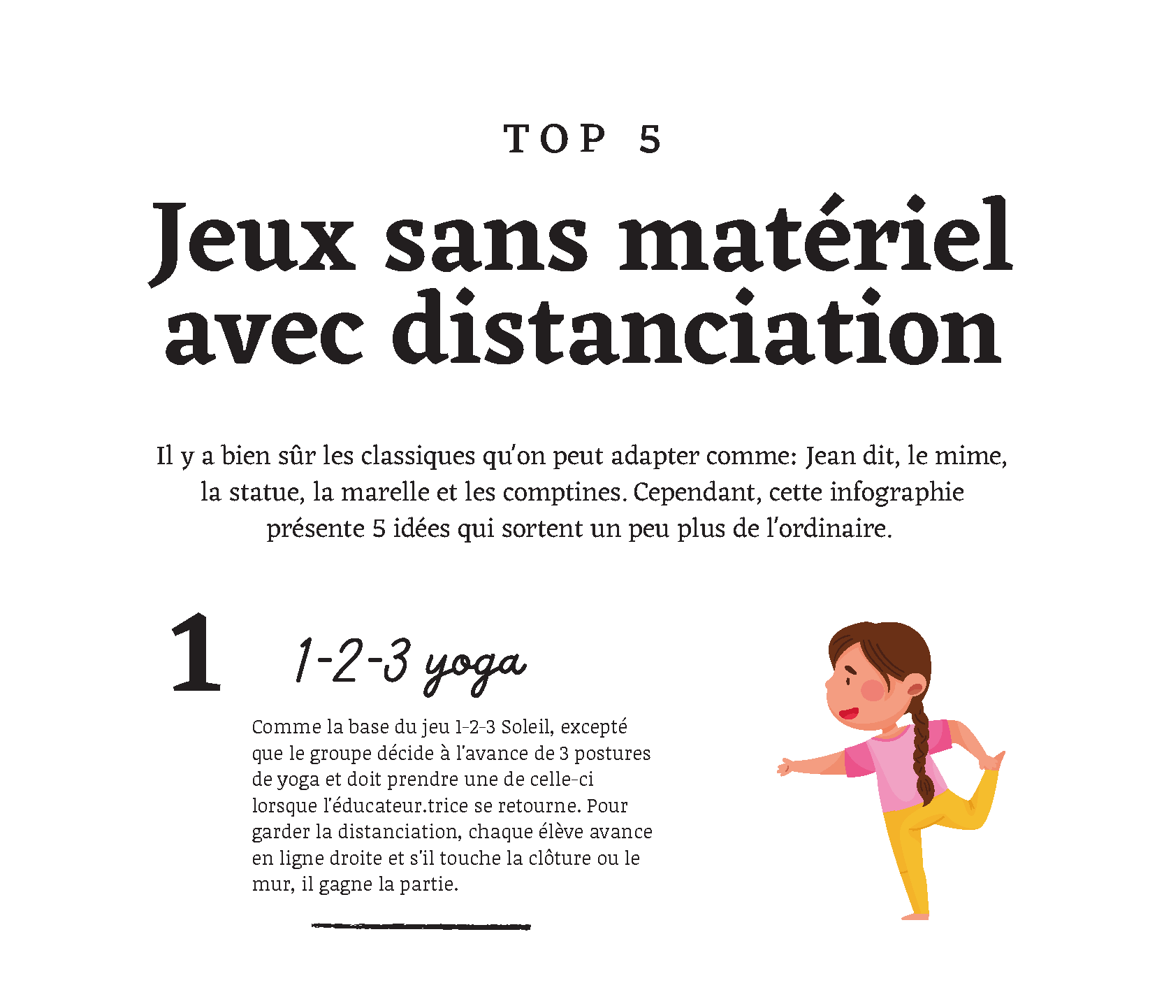 Jeux sans matériel avec distanciation