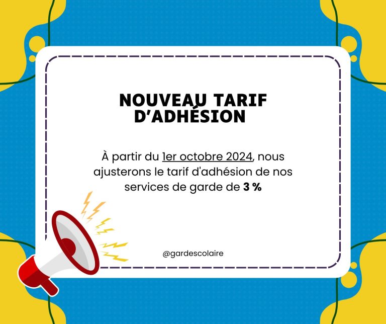 Nouveau tarif d’adhésion à partir du 1er octobre 2024